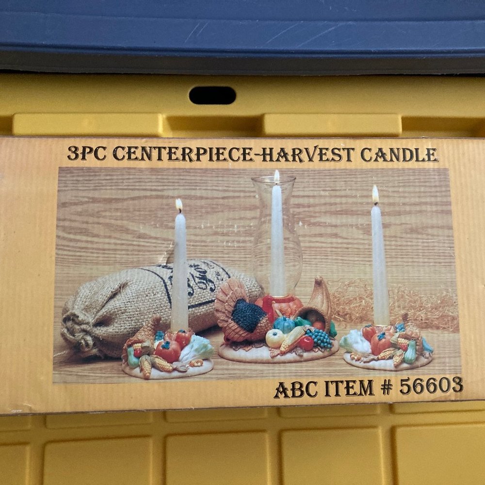 3PC Centerpiece - Harvest Ceramic Candle Holders A